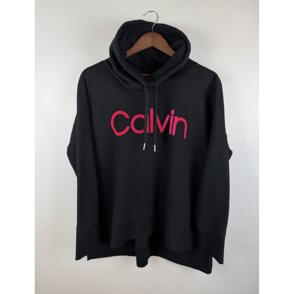 Calvin Klein Women's Black Pullover Hoodie Sweater Cotton Blend Size L